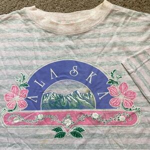 Vintage Alaska Puff Print Striped Shirt